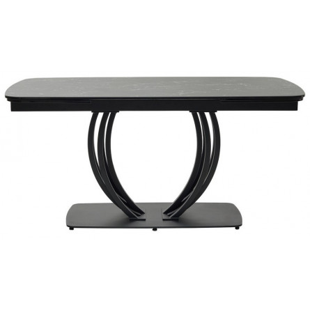 Стол MATERA 160 NERO KL-116 Черный мрамор матовый, итальянская керамика/ черный каркас М-City