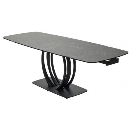Стол MATERA 160 NERO KL-116 Черный мрамор матовый, итальянская керамика/ черный каркас М-City