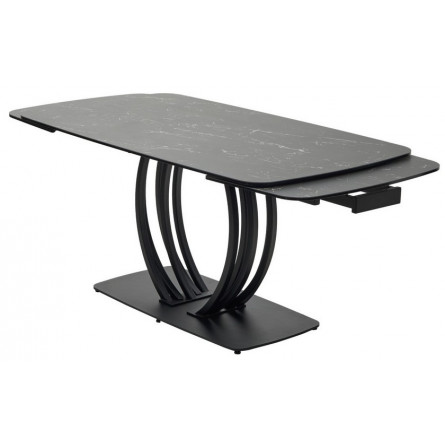 Стол MATERA 160 NERO KL-116 Черный мрамор матовый, итальянская керамика/ черный каркас М-City