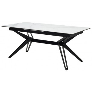 Стол URBINO 180 MATTE STATUARIO Белый мрамор матовый, керамика/ черный каркас М-City