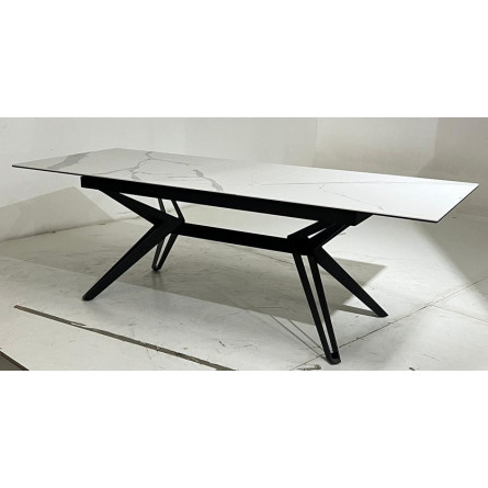 Стол URBINO 180 MATTE STATUARIO Белый мрамор матовый, керамика/ черный каркас М-City