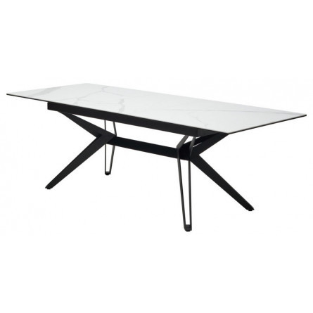 Стол URBINO 180 MATTE STATUARIO Белый мрамор матовый, керамика/ черный каркас М-City