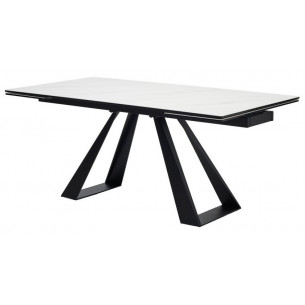 Стол FONDI 180 MARBLES KL-99 Белый мрамор матовый, итальянская керамика/ черный каркас М-City