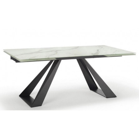Стол FONDI 180 MARBLES KL-99 Белый мрамор матовый, итальянская керамика/ черный каркас М-City
