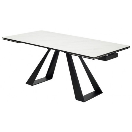 Стол FONDI 180 MARBLES KL-99 Белый мрамор матовый, итальянская керамика/ черный каркас М-City