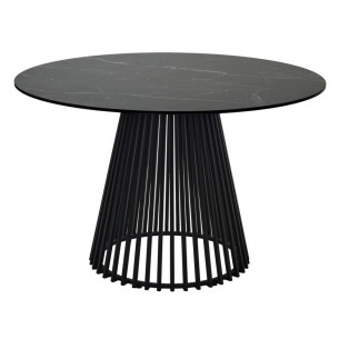 Стол TERNI 120 MATT BLACK MARBLE SINTERED STONE Черный мрамор матовый, керамика/Черный каркас М-City