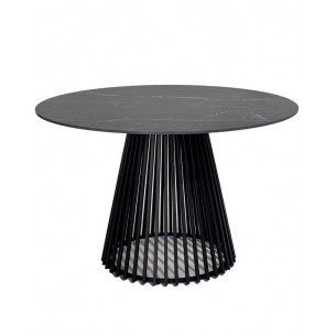 Стол TERNI 120 MATT BLACK MARBLE SINTERED STONE Черный мрамор матовый, керамика/Черный каркас М-City