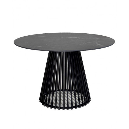 Стол TERNI 120 MATT BLACK MARBLE SINTERED STONE Черный мрамор матовый, керамика/Черный каркас М-City