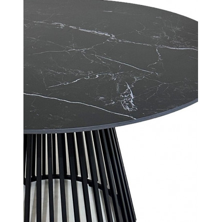 Стол TERNI 120 MATT BLACK MARBLE SINTERED STONE Черный мрамор матовый, керамика/Черный каркас М-City