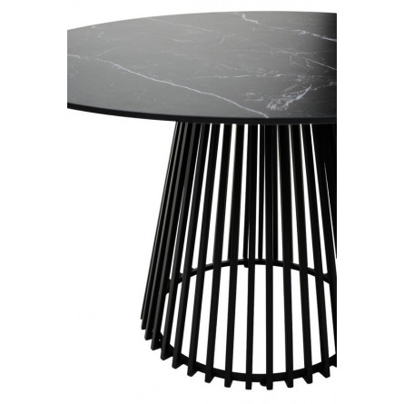 Стол TERNI 120 MATT BLACK MARBLE SINTERED STONE Черный мрамор матовый, керамика/Черный каркас М-City