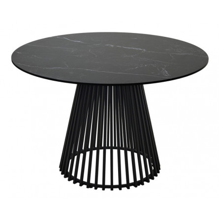 Стол TERNI 120 MATT BLACK MARBLE SINTERED STONE Черный мрамор матовый, керамика/Черный каркас М-City