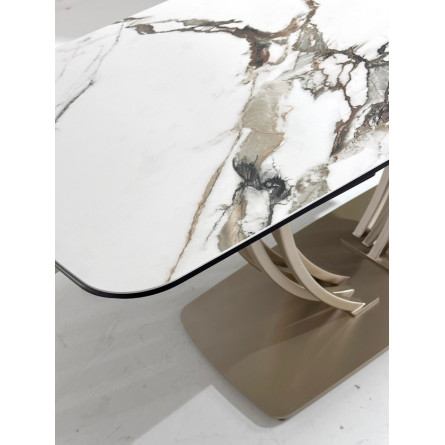 Стол MATERA 160 KL-188 Контрастный мрамор матовый, итальянская керамика/ каркас цвета шампань М-City