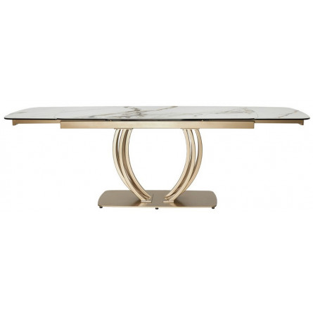 Стол MATERA 160 KL-188 Контрастный мрамор матовый, итальянская керамика/ каркас цвета шампань М-City