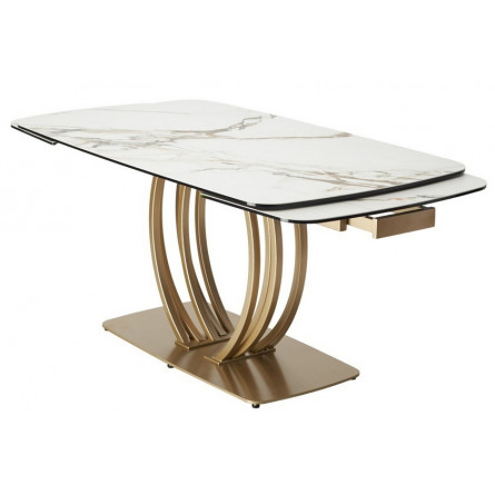 Стол MATERA 160 KL-188 Контрастный мрамор матовый, итальянская керамика/ каркас цвета шампань М-City