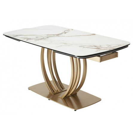 Стол MATERA 160 KL-188 Контрастный мрамор матовый, итальянская керамика/ каркас цвета шампань М-City