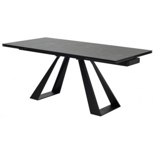 Стол FONDI 180 MARBLES NERO KL-116 Черный мрамор матовый, итальянская керамика/ черный каркас М-City