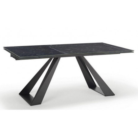 Стол FONDI 180 MARBLES NERO KL-116 Черный мрамор матовый, итальянская керамика/ черный каркас М-City