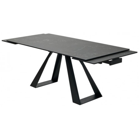 Стол FONDI 180 MARBLES NERO KL-116 Черный мрамор матовый, итальянская керамика/ черный каркас М-City