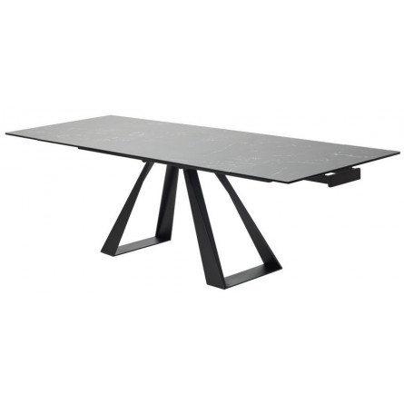 Стол FONDI 180 MARBLES NERO KL-116 Черный мрамор матовый, итальянская керамика/ черный каркас М-City