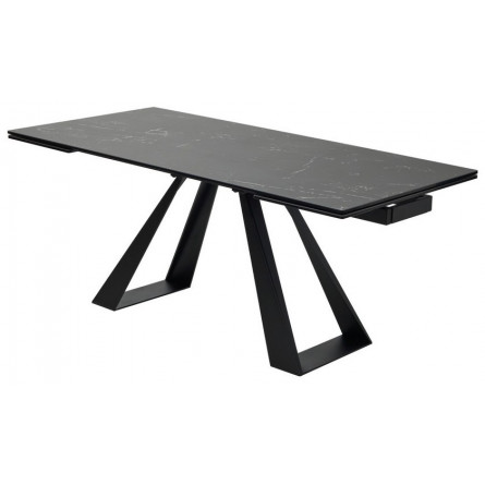 Стол FONDI 180 MARBLES NERO KL-116 Черный мрамор матовый, итальянская керамика/ черный каркас М-City
