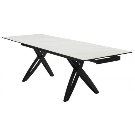 Стол PALERMO 180 KL-99 Белый мрамор матовый, итальянская керамика / черный каркас М-City