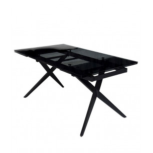 Стол ADRIA 160 SMOKED BLACK GLASS Дымчато-черное стелко/ черный каркас М-City