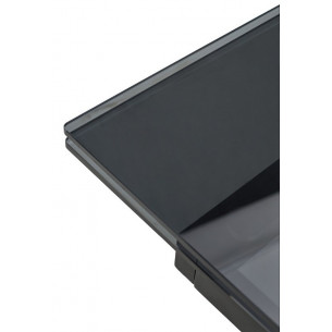 Стол ADRIA 160 SMOKED BLACK GLASS Дымчато-черное стелко/ черный каркас М-City