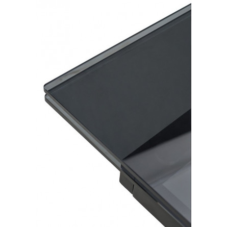 Стол ADRIA 160 SMOKED BLACK GLASS Дымчато-черное стелко/ черный каркас М-City