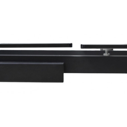 Стол ADRIA 160 SMOKED BLACK GLASS Дымчато-черное стелко/ черный каркас М-City