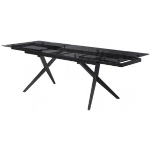Стол ADRIA 160 SMOKED BLACK GLASS Дымчато-черное стелко/ черный каркас М-City