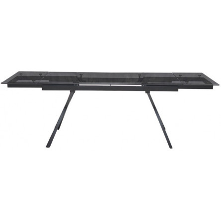 Стол ADRIA 160 SMOKED BLACK GLASS Дымчато-черное стелко/ черный каркас М-City