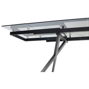 Стол ADRIA 160 SMOKED BLACK GLASS Дымчато-черное стелко/ черный каркас М-City