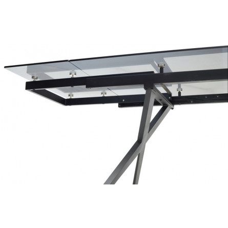 Стол ADRIA 160 SMOKED BLACK GLASS Дымчато-черное стелко/ черный каркас М-City
