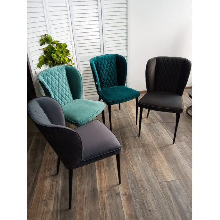 Стул НЕКСТ Barkhat 87 Сине-зеленый, велюр без "пальчиковый"/ черный каркас М-City