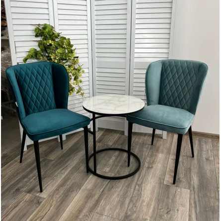 Стул НЕКСТ Barkhat 87 Сине-зеленый, велюр без "пальчиковый"/ черный каркас М-City