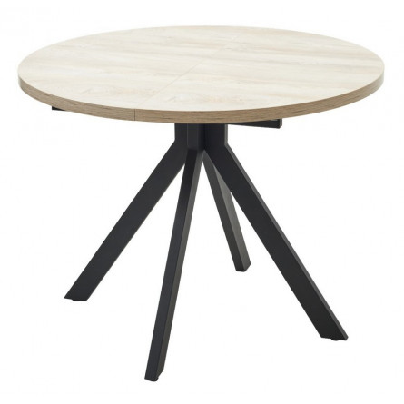 Стол КОРФУ 100 раскладной Дуб Эндгрейн / черный каркас M-City