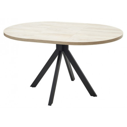 Стол КОРФУ 100 раскладной Дуб Эндгрейн / черный каркас M-City