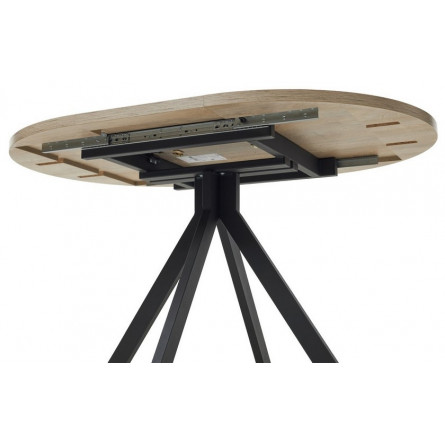 Стол КОРФУ 100 раскладной Дуб Эндгрейн / черный каркас M-City