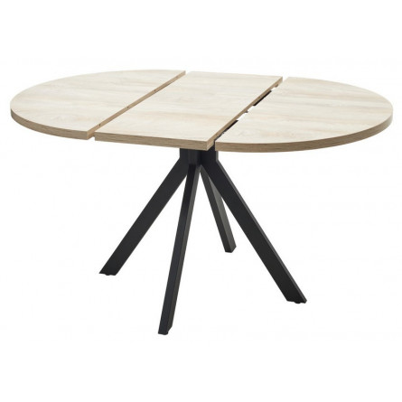 Стол КОРФУ 100 раскладной Дуб Эндгрейн / черный каркас M-City