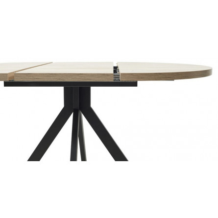 Стол КОРФУ 100 раскладной Дуб Эндгрейн / черный каркас M-City