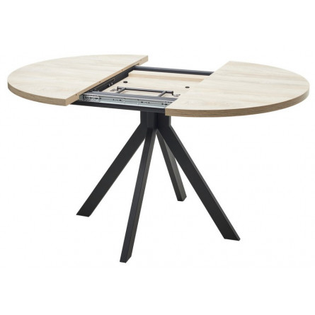 Стол КОРФУ 100 раскладной Дуб Эндгрейн / черный каркас M-City