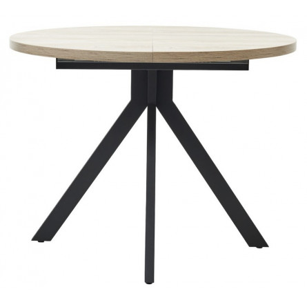 Стол КОРФУ 100 раскладной Дуб Эндгрейн / черный каркас M-City