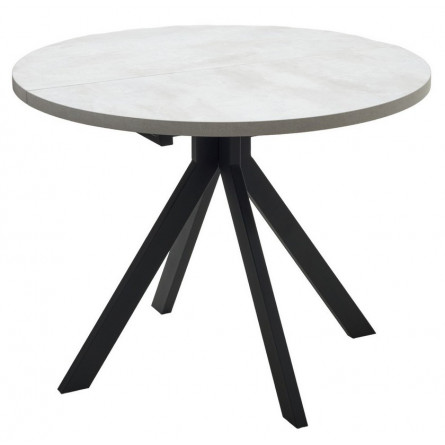 Стол КОРФУ 100 раскладной Цемент светлый / черный каркас M-City