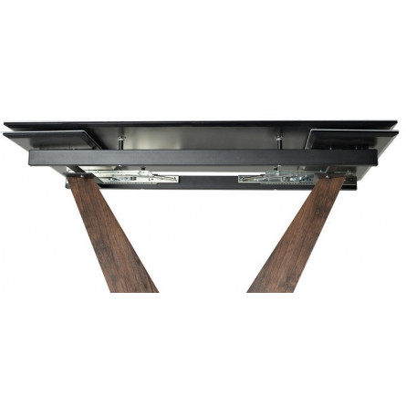 Стол Вирджиния 140 БЕЛЫЙ МРАМОР, стекло сатинат / ЛЕСНОЙ ОРЕХ, ЧЕРНЫЙ, М-City