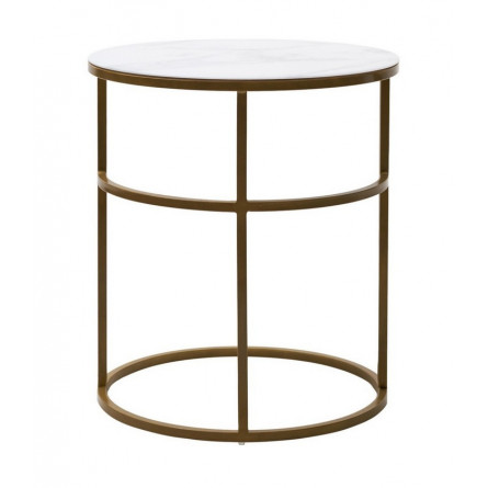 Журнальный столик Френсис Белый мрамор, стекло/ золотой каркас M-city