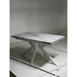 Стол Кентукки 3 140 БЕЛЫЙ МРАМОР, стекло / БЕЛЫЙ, М-City