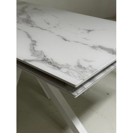 Стол Кентукки 3 140 БЕЛЫЙ МРАМОР, стекло / БЕЛЫЙ, М-City