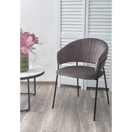 Стул ГЕММА, цвет H-18 Графитовый, велюр / черный каркас М-City