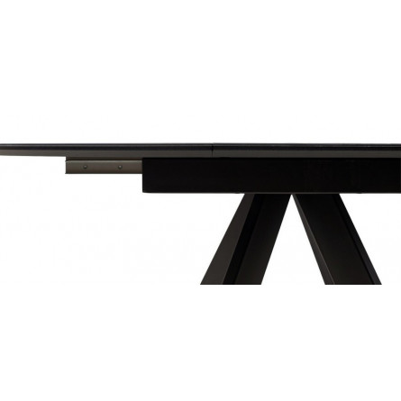 Стол БОНЖУР 100 ЧЕРНЫЙ МРАМОР, черная шагрень, стекло / ЧЕРНЫЙ каркас М-City