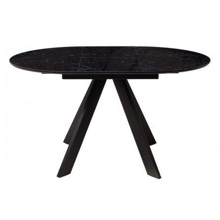 Стол БОНЖУР 100 ЧЕРНЫЙ МРАМОР, черная шагрень, стекло / ЧЕРНЫЙ каркас М-City